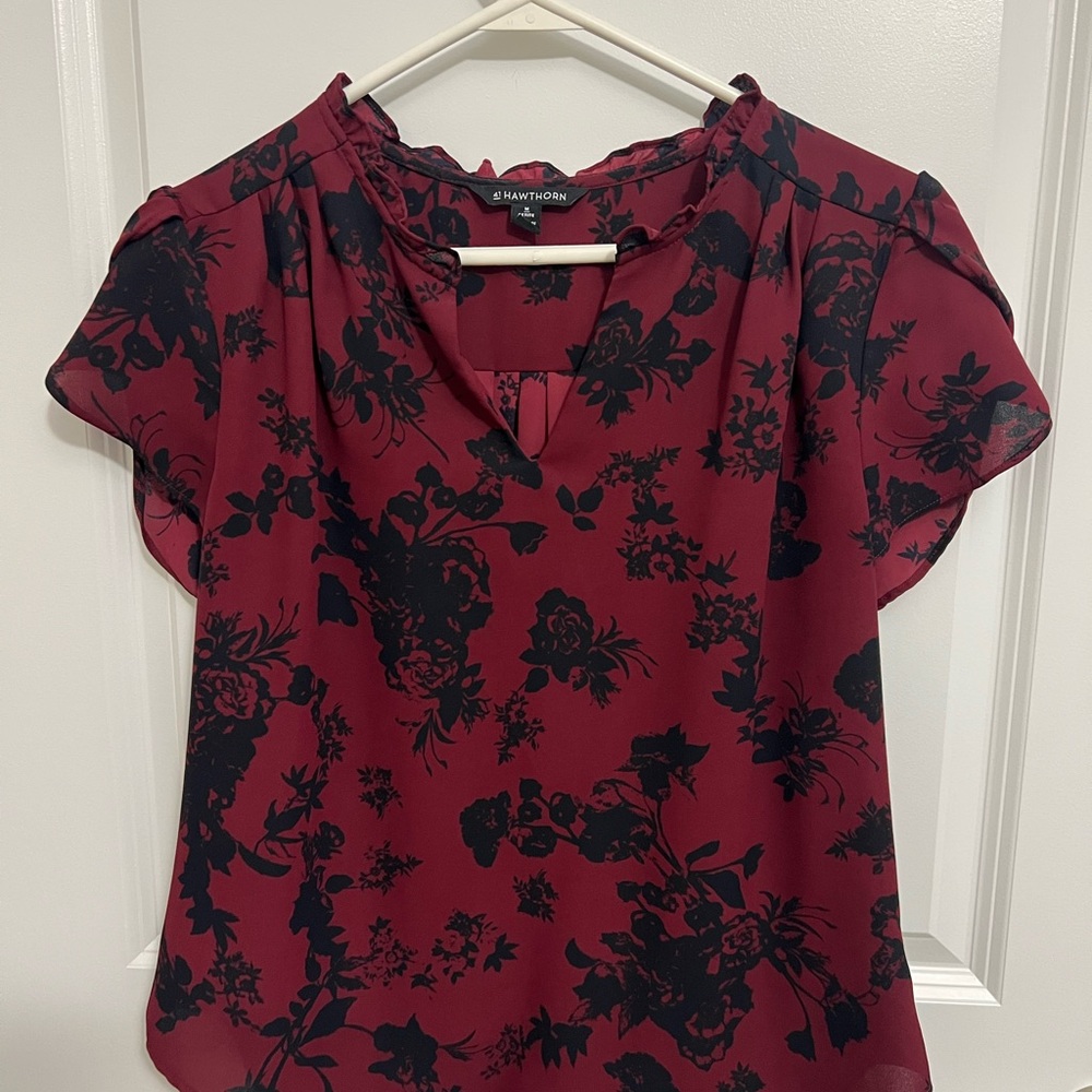 Black Floral Print Top